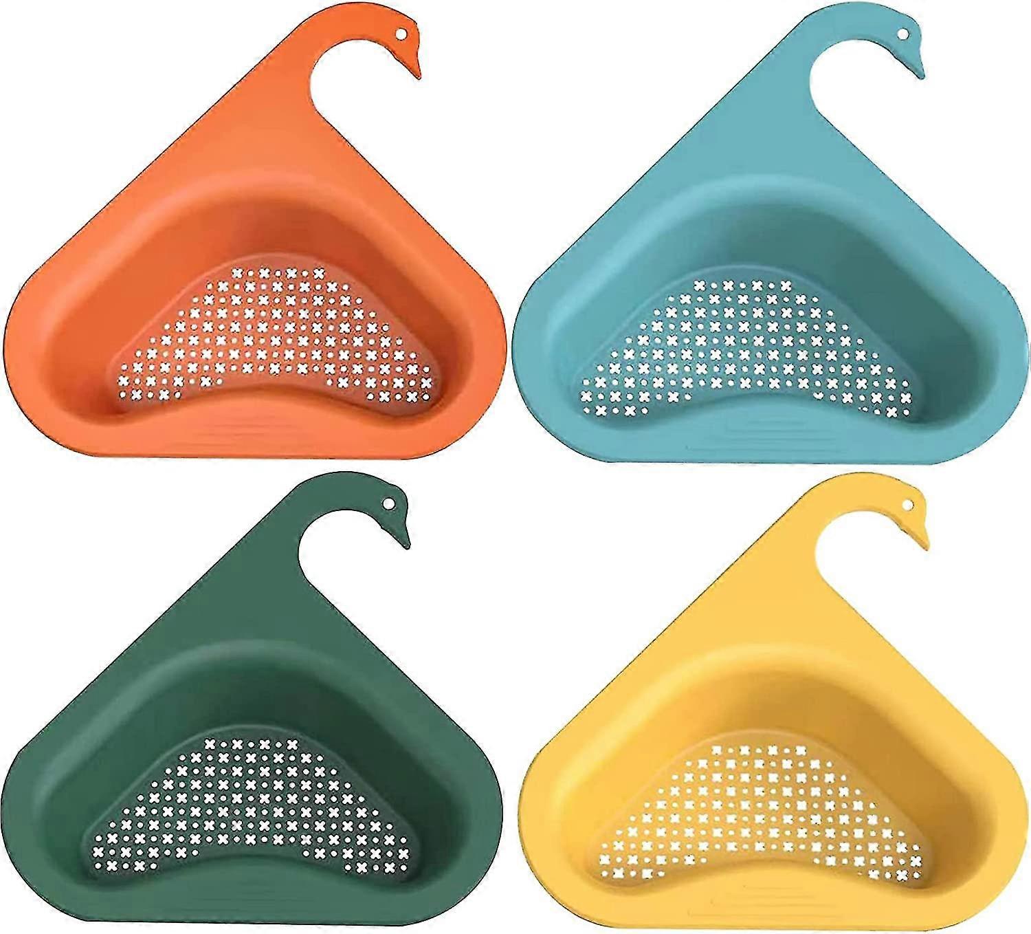 4pcs Sink Colander,swan Shaped,triangular Sink Drain Rack