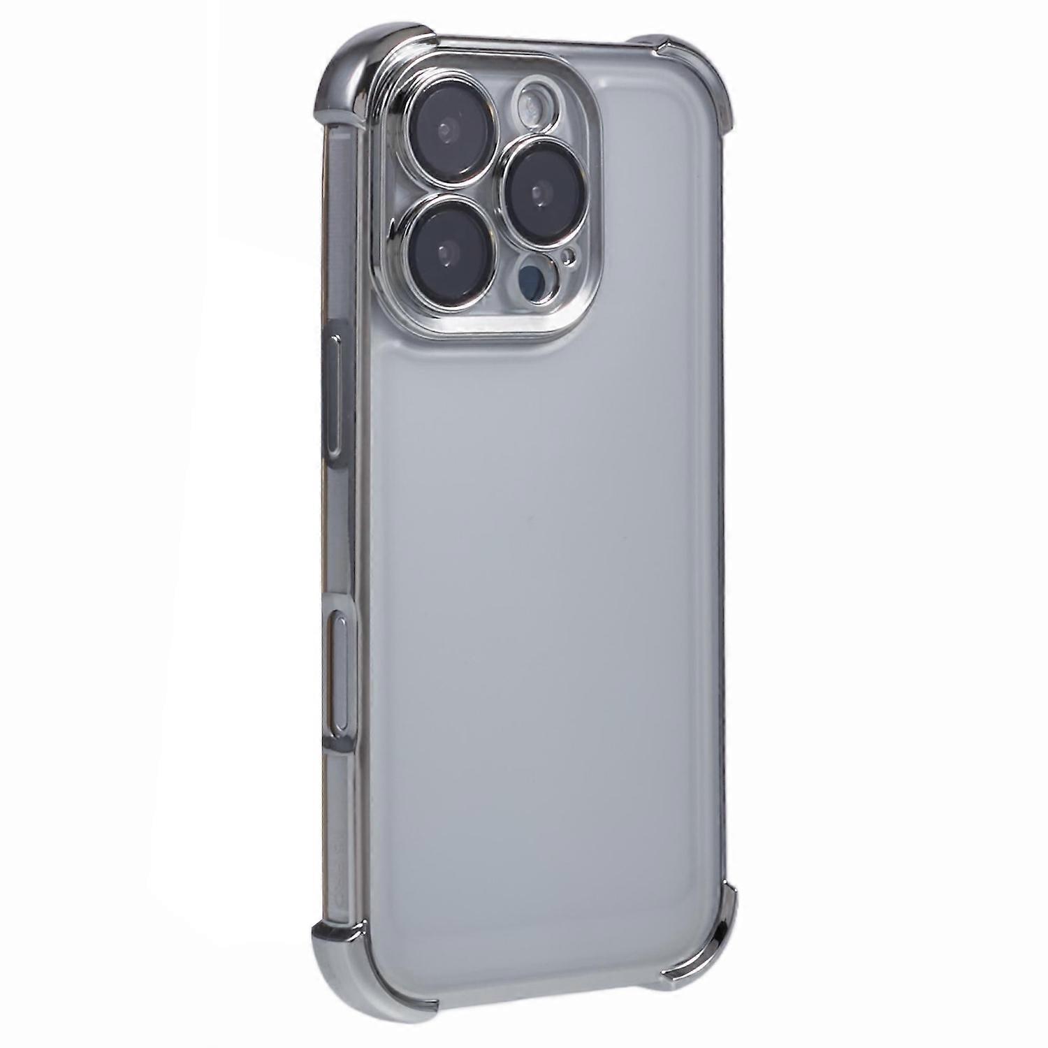 For iPhone 14 Case Reinforced Corners TPU Clear Back Cover - Silver