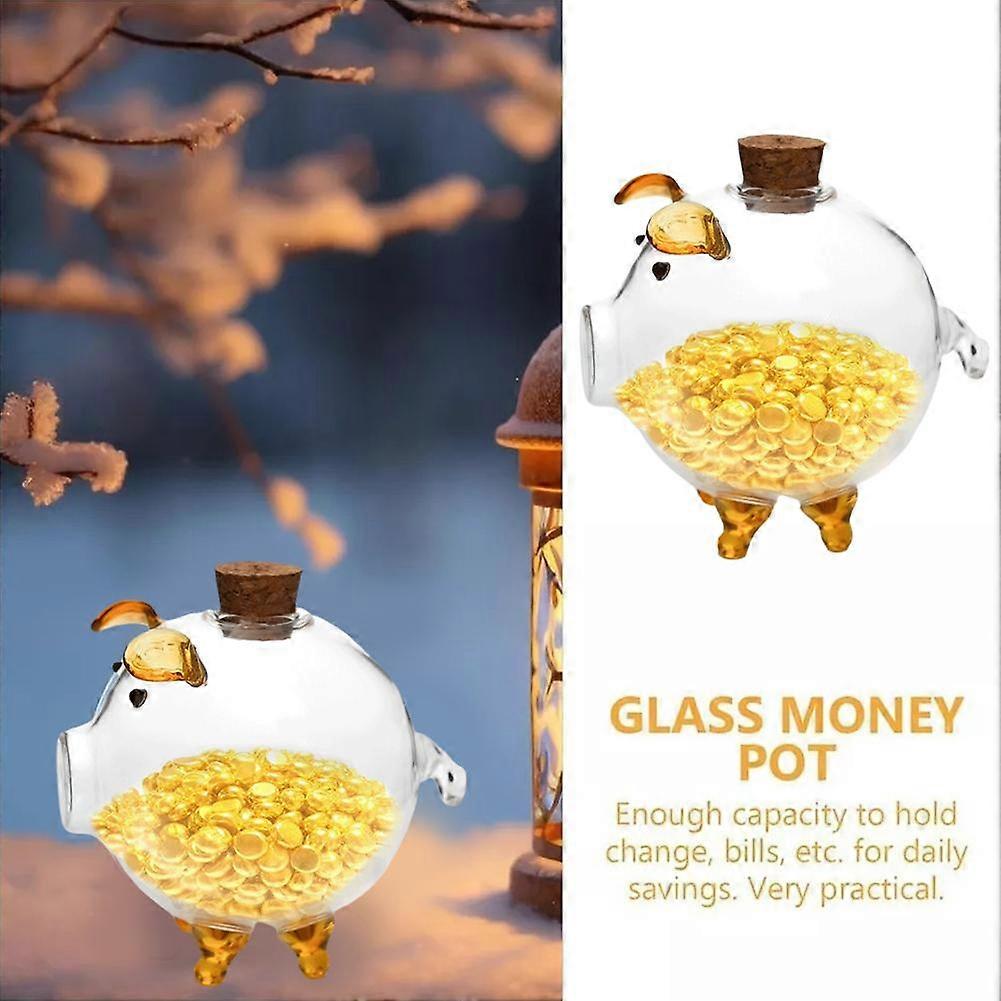 クリエイティブピギーガラス貯金箱大容量金豆収納ボトル