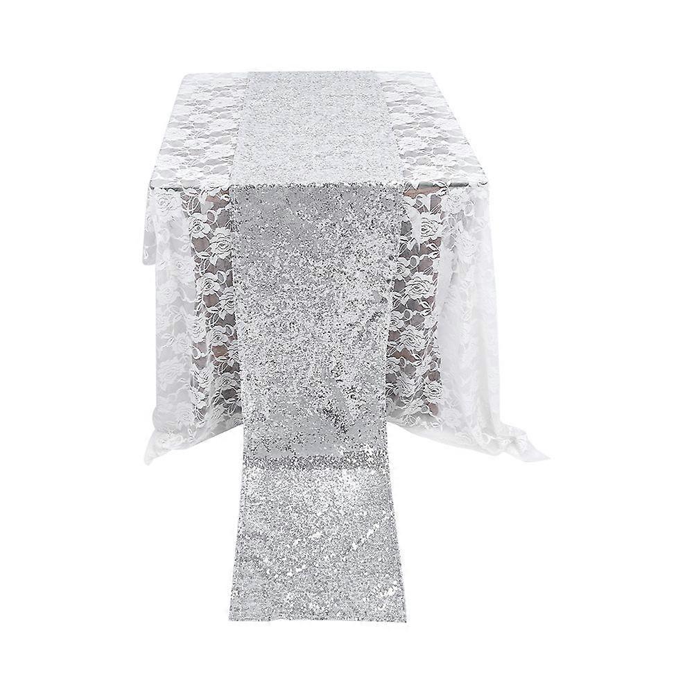 275X30CM Silver Glitter Sequin Table Runner Cloth  Sparkly Wedding Party Decor