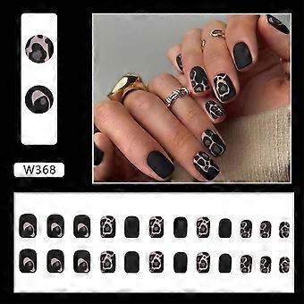 Preto Leopard Print Unhas Falsas Cool E Eye-catching Look Unhas