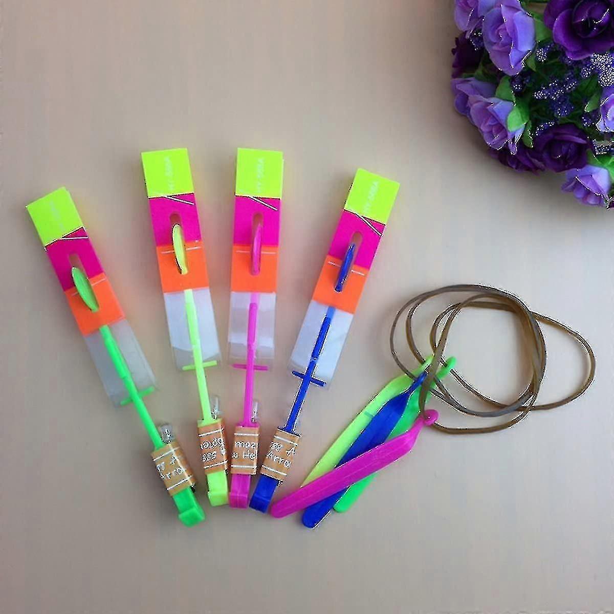 48pc Amazing Led Light Arrow Rocket Helicopter Flying Toy Party Fun Gift Elastic