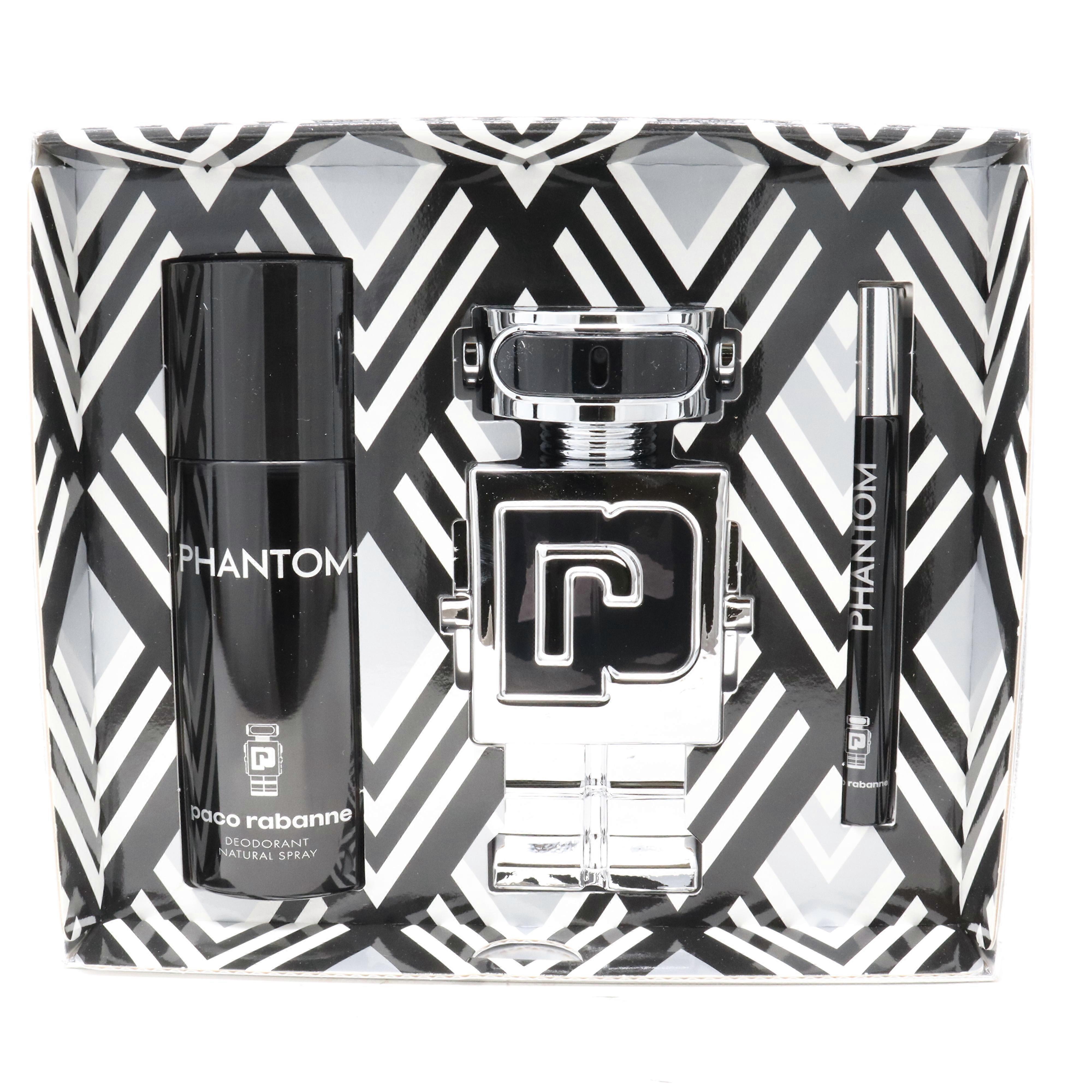 Paco Rabanne Phantom 3pc Gift Set For Men
100ml EDT + 150ml Deodorant + 10ml EDT