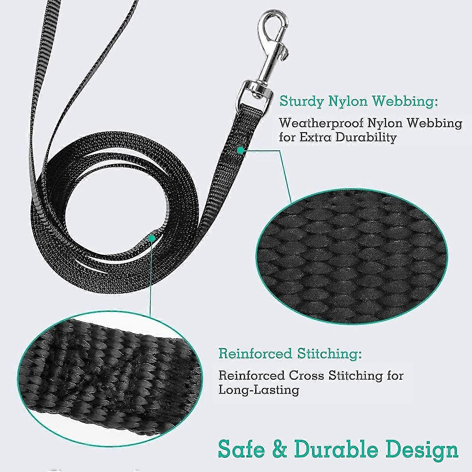 2 PackLeashes - Long Nylon Pet Leash, Escape Proof Durable Walking Leads, Easy Control OutsideLeash With 360 Degree Swivel Clip For Kittens
