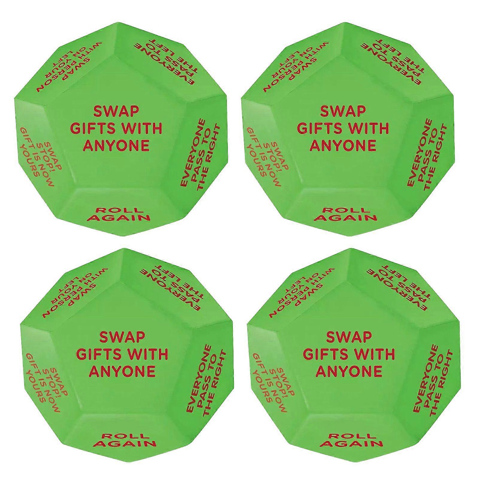 4/5Pcs Santa Gift Swap Dice 12 Different Sides Oversized High Density Polygon Christmas Present Exchange Game Dice Holiday Party Props