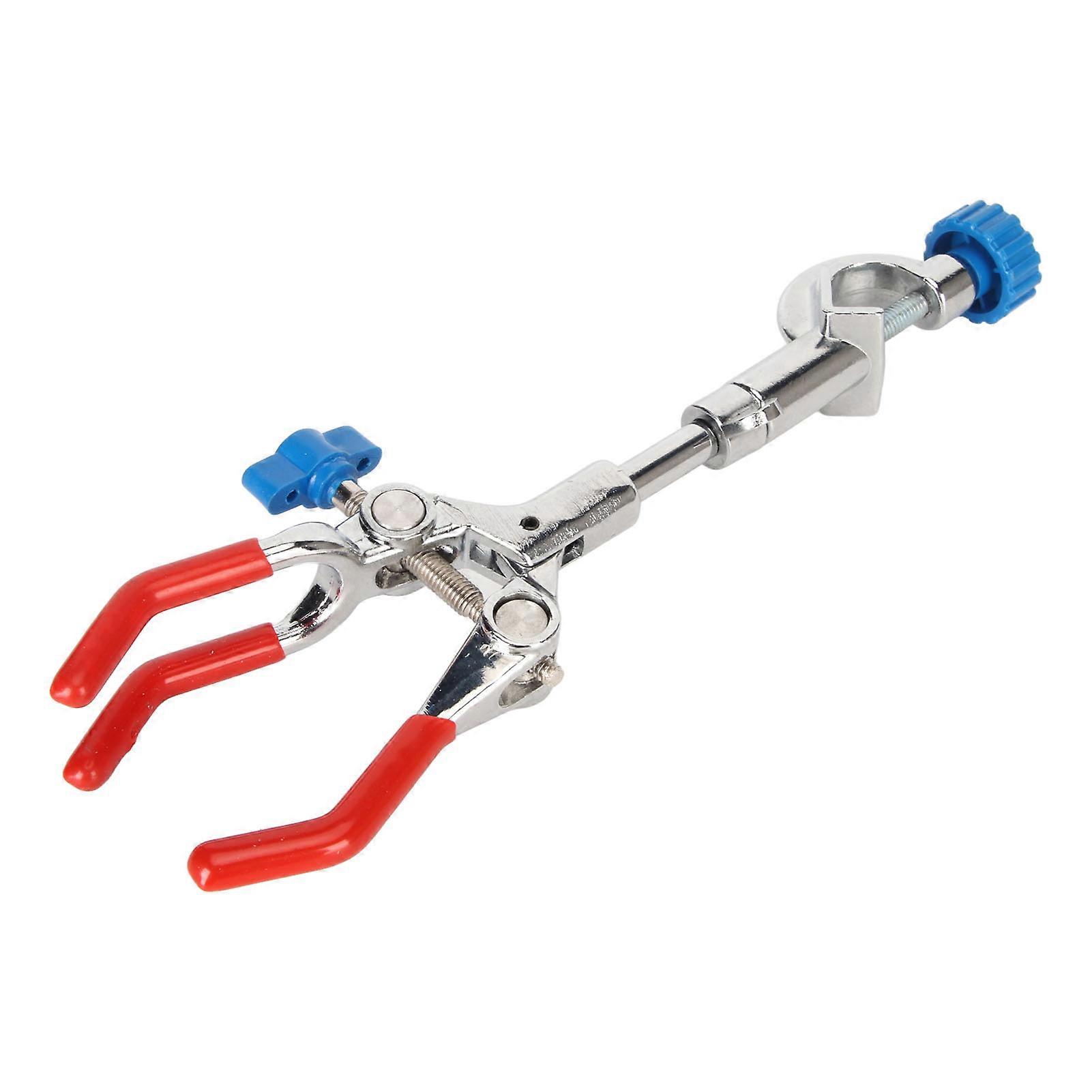 3 Prong Lab Clamp with Rubber Coating Pressure Adjustment 3 Finger Flask Clamp for Holding Objects Up to 3.5in Diameter
