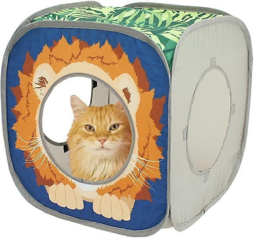 Jungle Cat Cube Combo, Collapsible Cat Cube, Cat Bed, Tunnel, Cat Toys