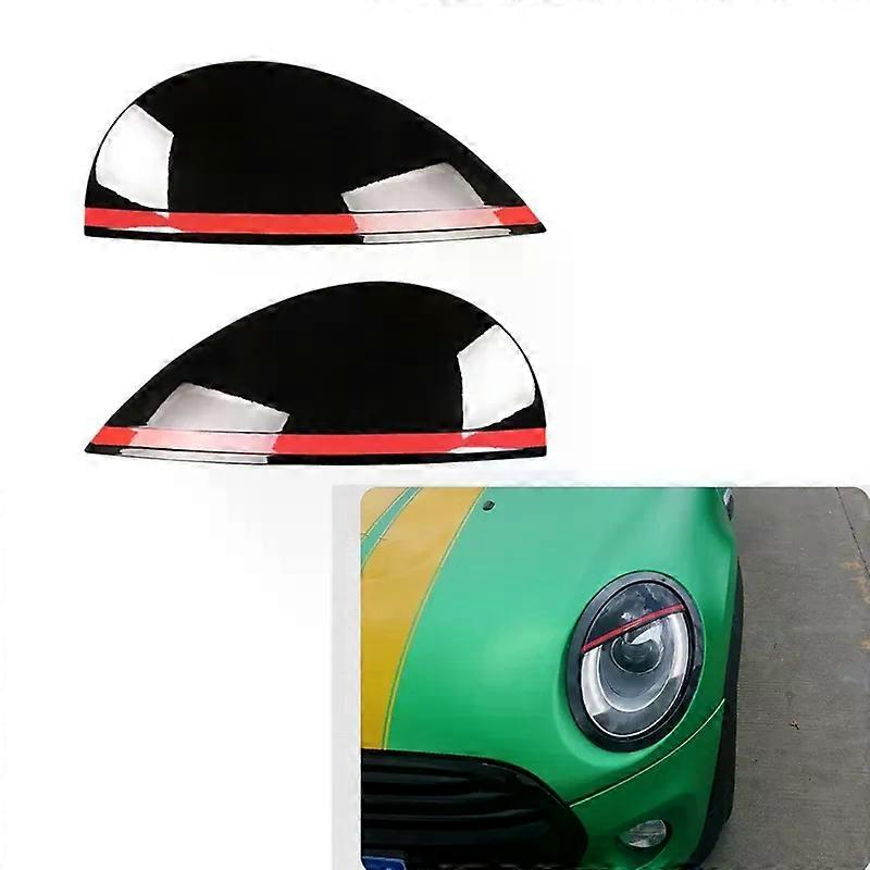 Glossy Black Headlights Eyebrows Eyelids Cover Eyelash Head Light Lamp ...
