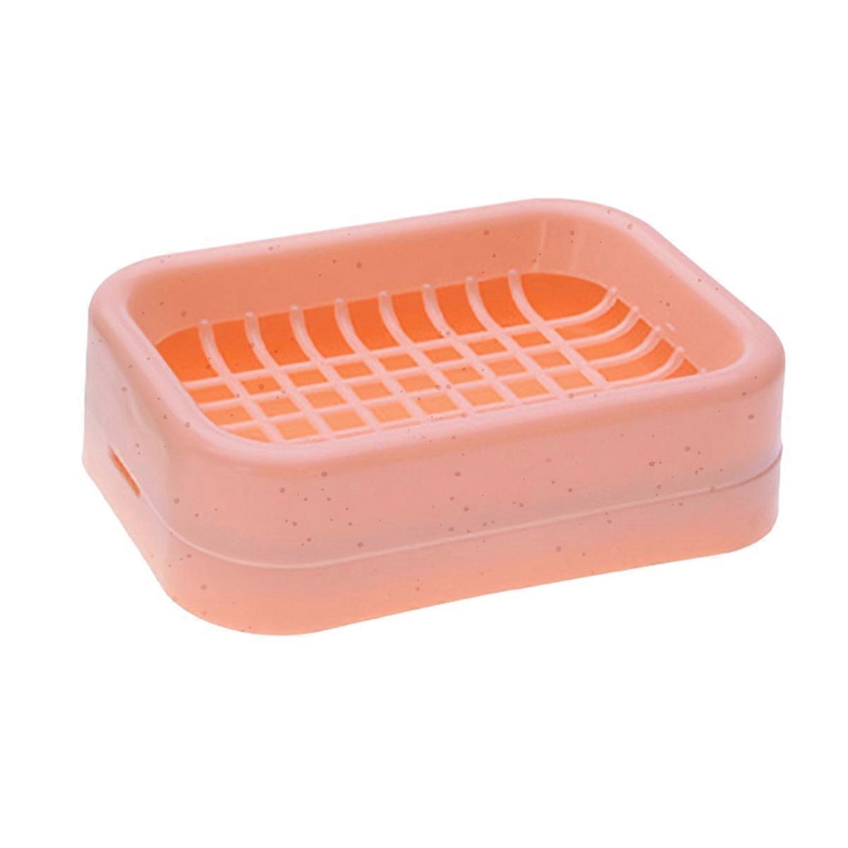 Plastic Household Bathroom Double layers Soap Dish Holder Container Draining Box (pink)