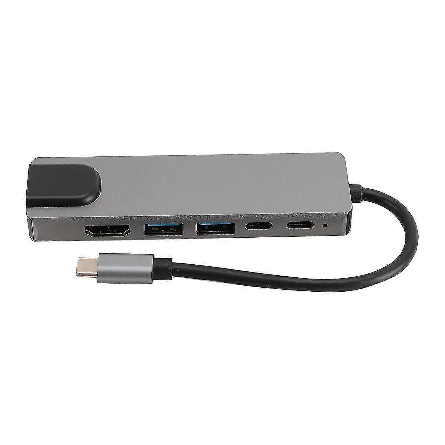 6 in 1 Laptop Docking Station Type C to 2pcs USB3.0 HD Multimedia Interface RJ45 PD 2.0DATA TYPE C A
