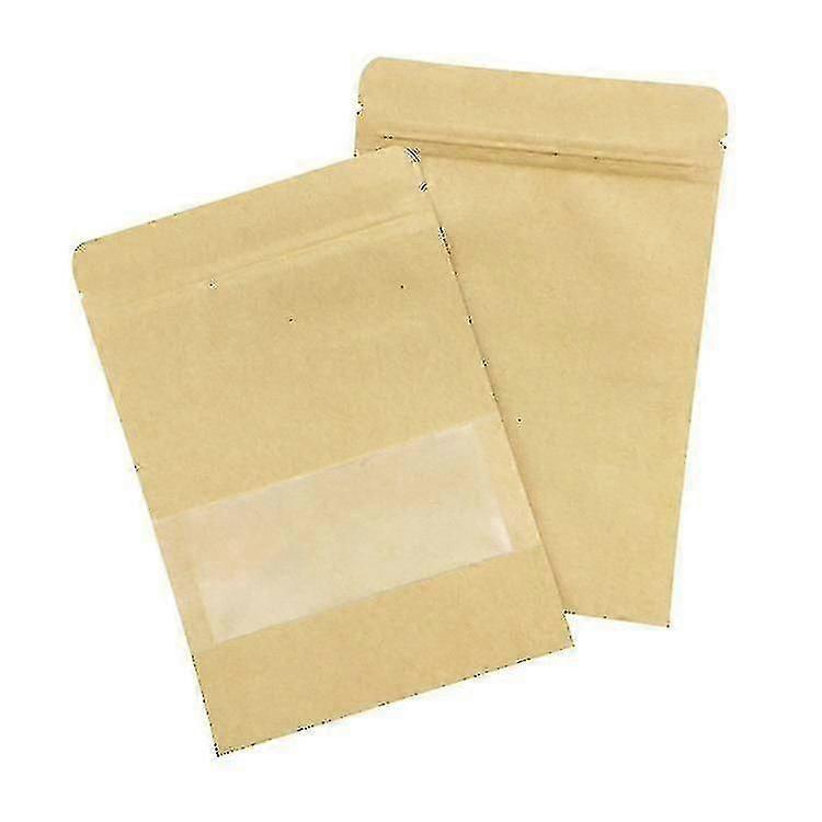 Small Kraft Paper Bag with Zipper and Window - 50pcs