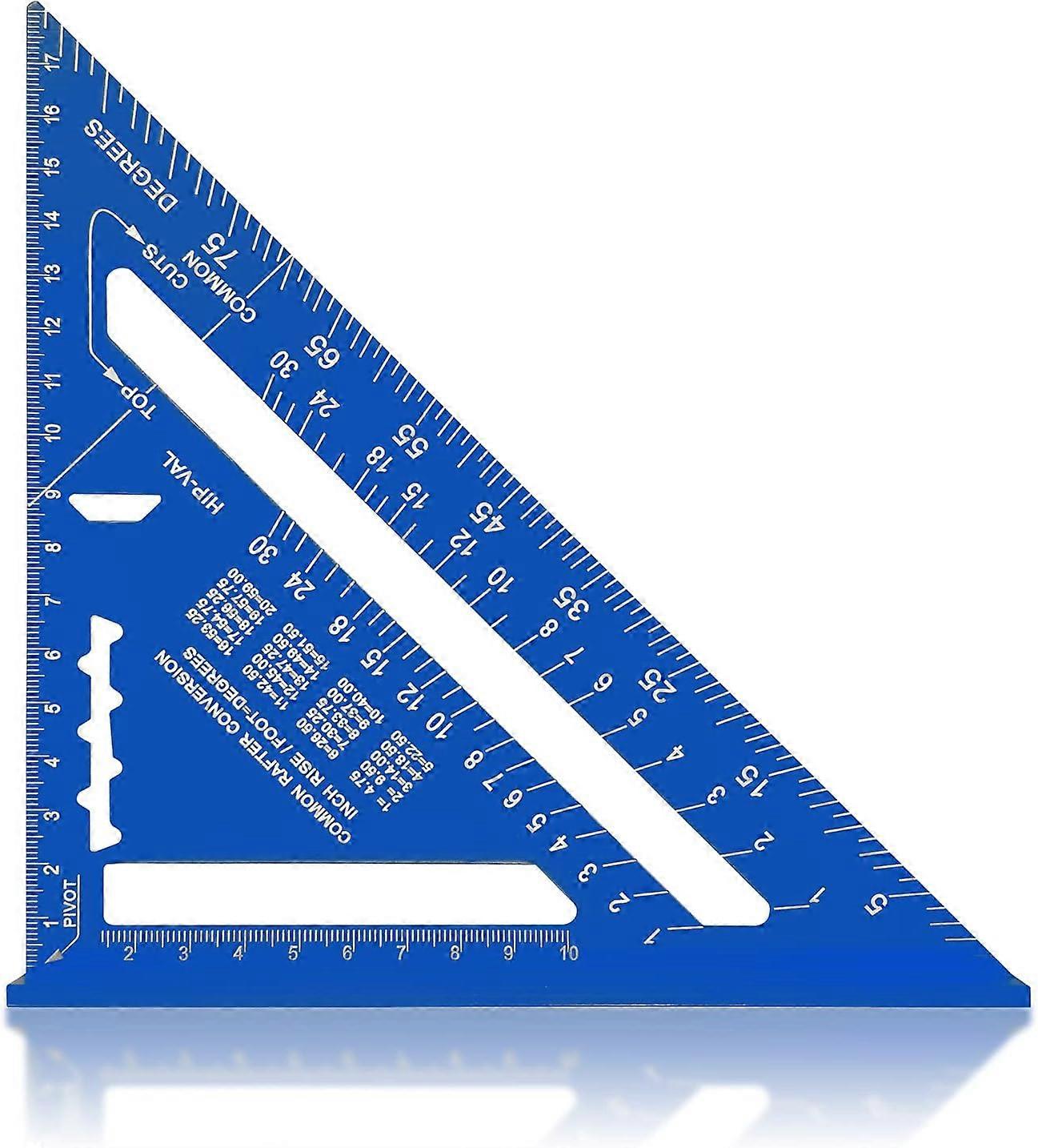 Carpenter's Triangle Square 7 Inch Metric, Aluminum Alloy Measuring Ruler, 90 Degree Thickness Triangle Ruler (Blue)