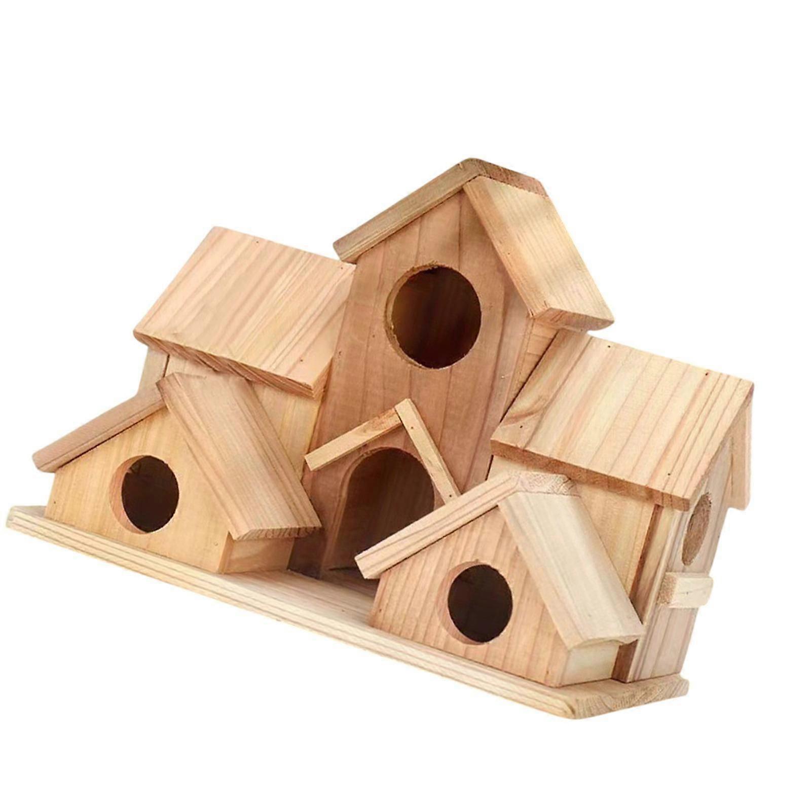 Hummingbird Nest Hanging Hut Wood Bird House for Parakeets Nesting Blue Jays