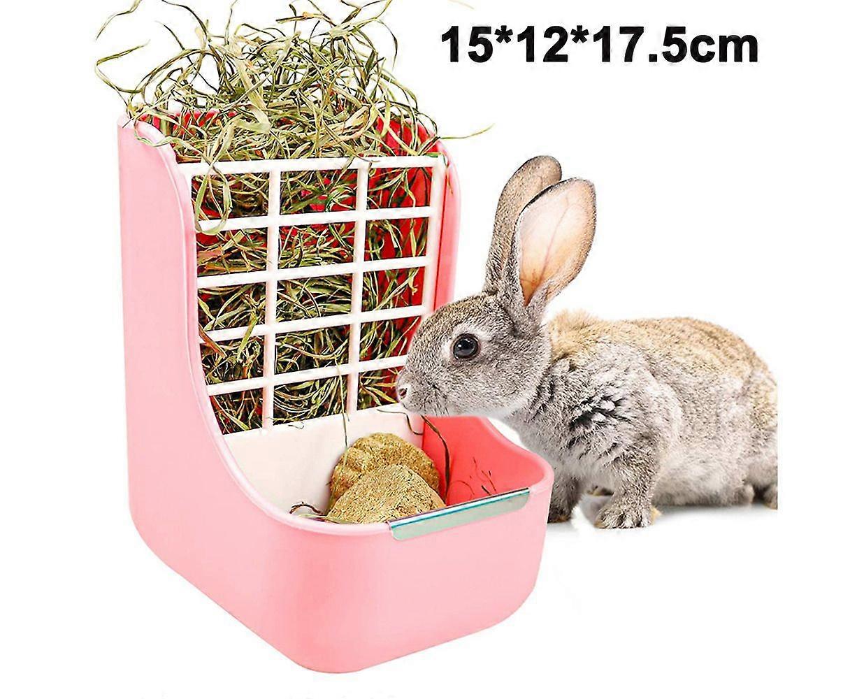 Rabbit Feeder Bunny Guinea Pig Hay Feeder, Hay and Food Feeder Bowls Manger Rack for Rabbit Guinea Pig Chinchilla