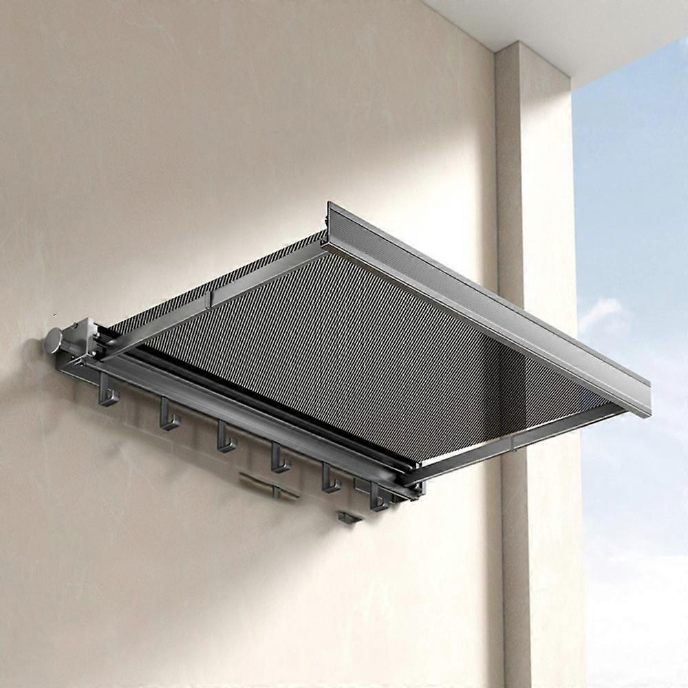 45cm Retractable Clothes Drying Rack Nail Free Folding Laundry Hanger with 6 Hooks for Balcony