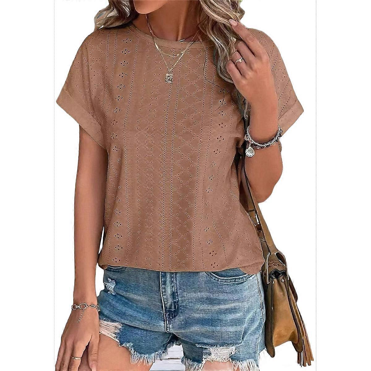 Womens Short Sleeve Tops Coffee S