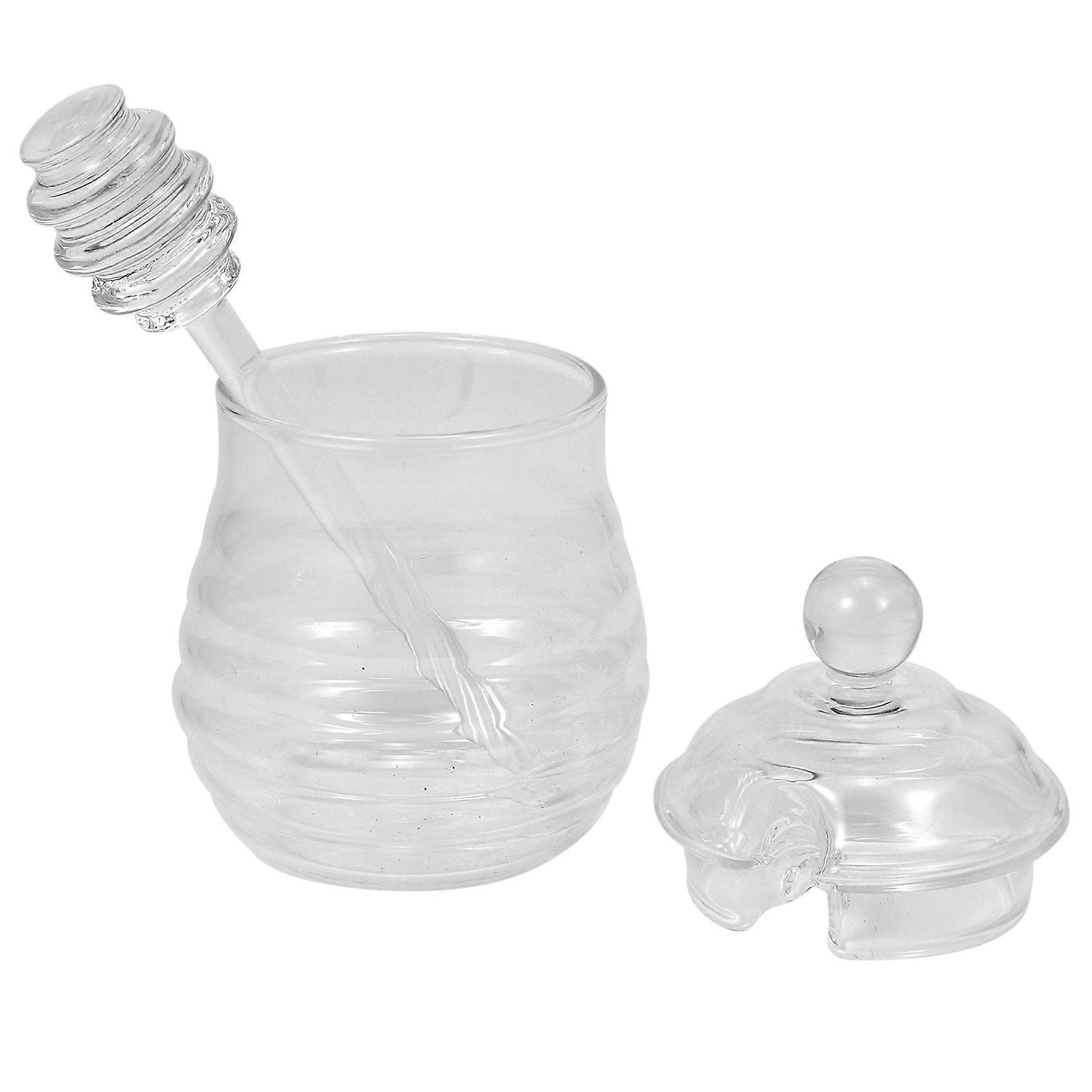 parent glass honey jar with lid Honey Jar with Dipper, Clear, 9 Ounces