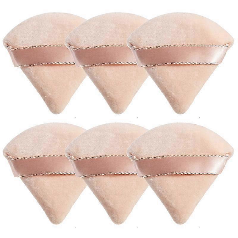 6 Pieces Powder Puff for Face - Cotton Velour Triangle Makeup Puff, Soft, Washable, Ideal for Liquid and Powder Foundation