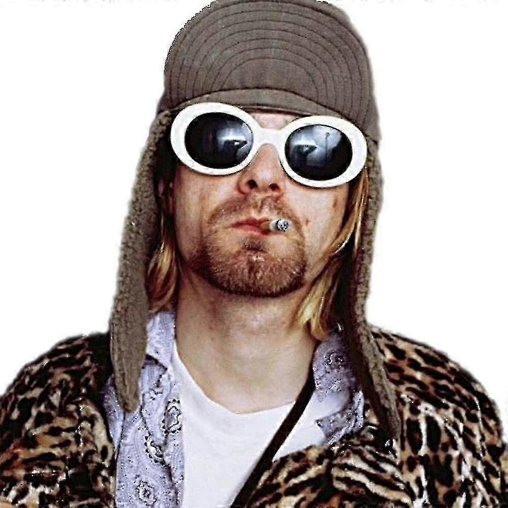 White Sunglasses with Kurt Cobain Nirvana Style and Cool Clout Look