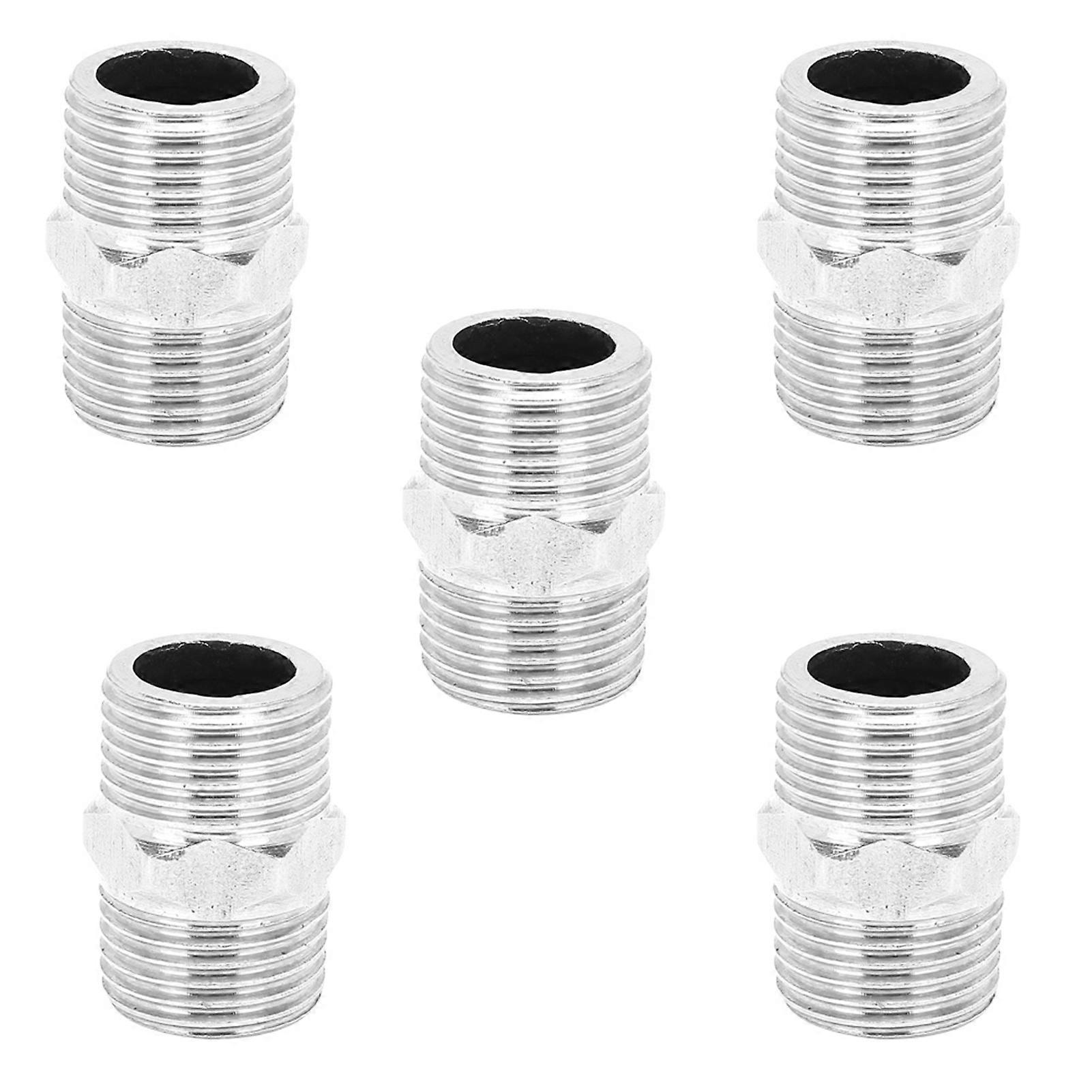 Raccords de tuyau filetés hexagonaux en acier inoxydable, 5 pièces, 1/2 po, pour chauffage de l'eau