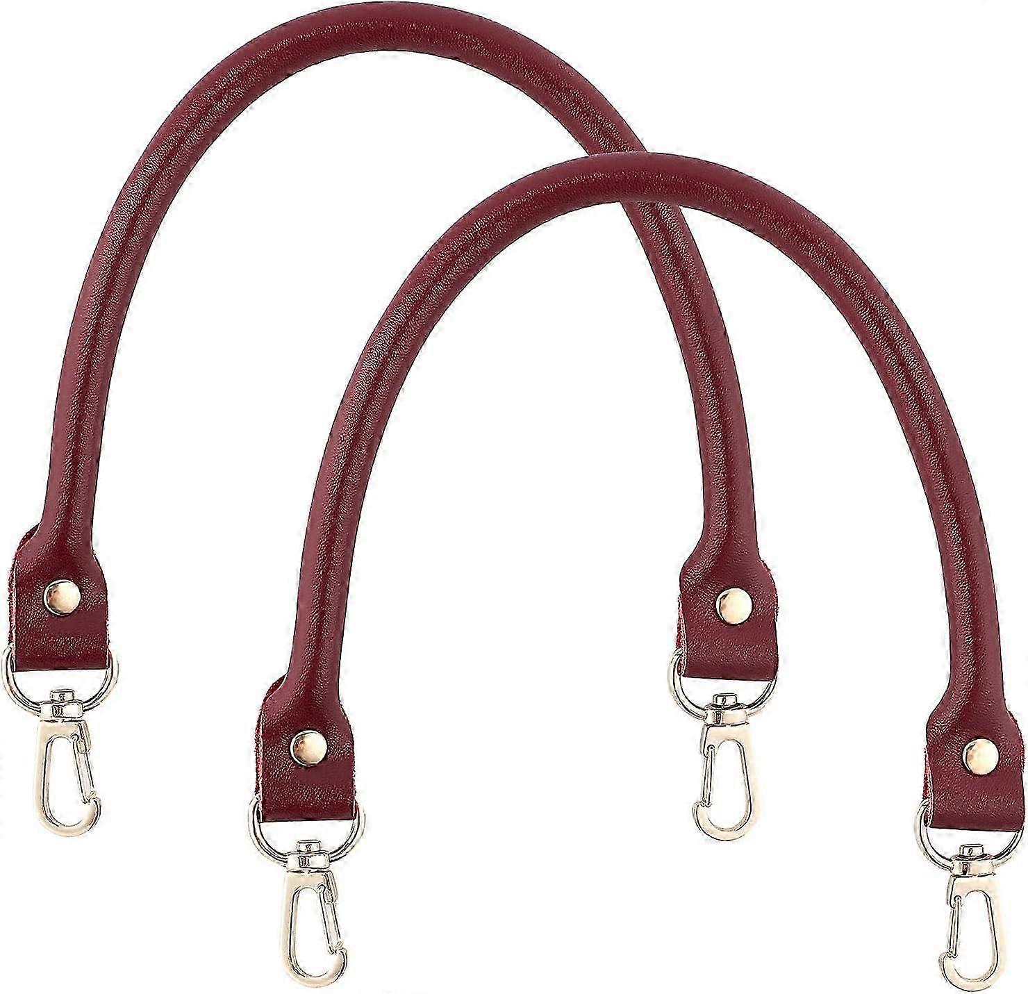 Leather Handbag Handle With Clasps Replacement Alloy Bag Strap Brown