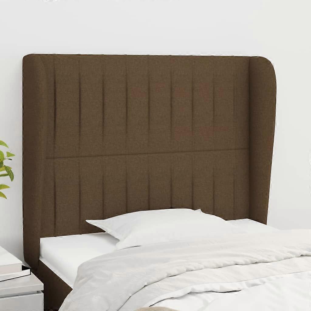 Headboard with Ears Dark Brown 83x23x118/128 cm Fabric