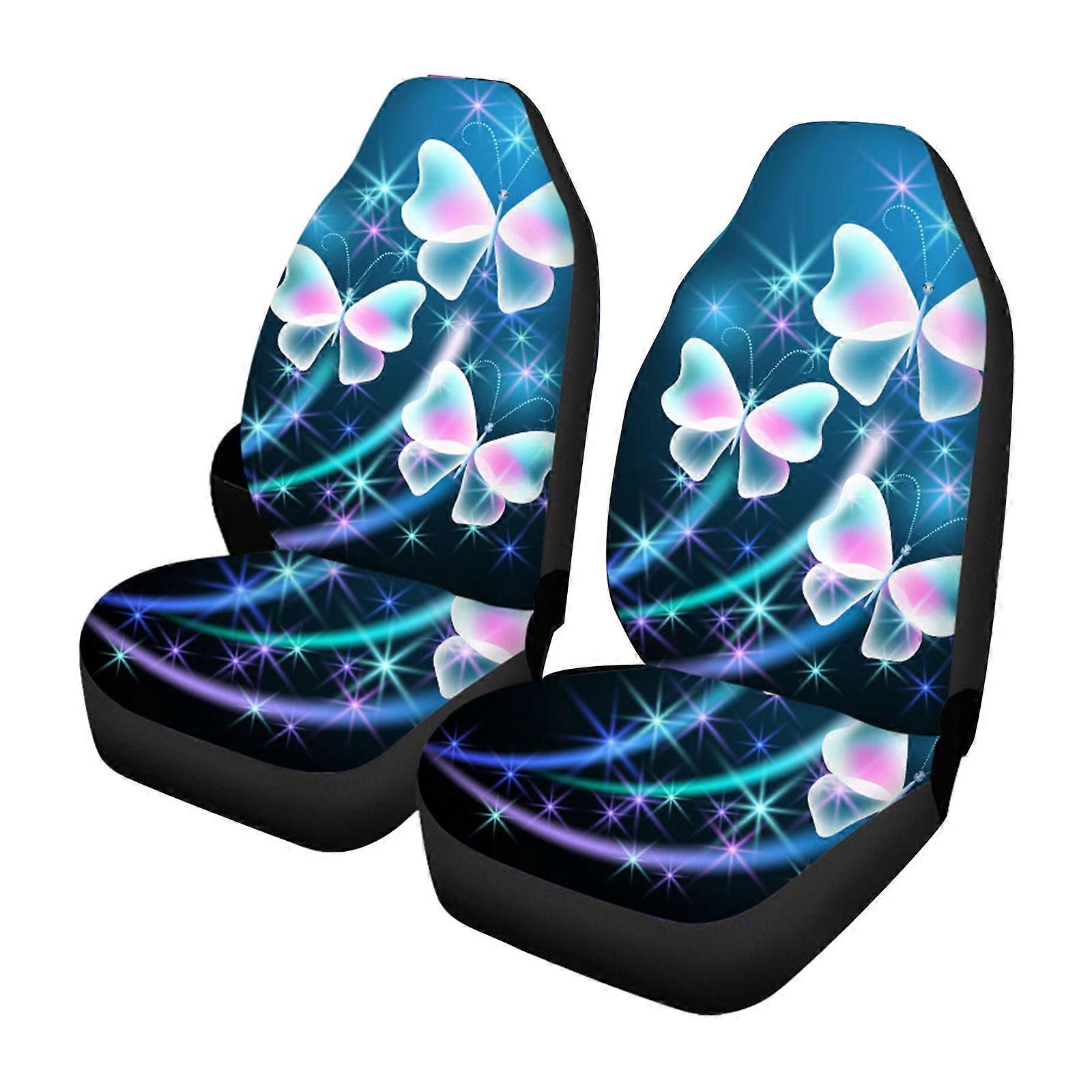 2x Car for Seat Cover Universal Auto Polyester Set Front Standard Auto Interior Protector Products for Butterfly Pattern
