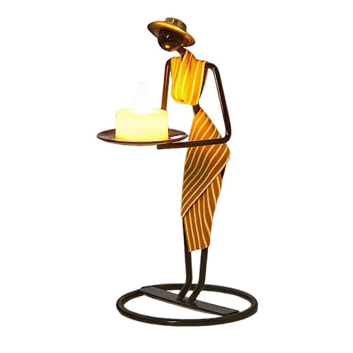 Vintage Iron Candlestick Decor Candlelight Dinner Romantic Decor-A