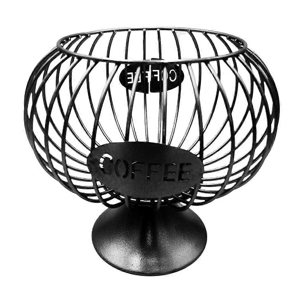 Coffee Capsule Storage Basket Coffee Pod Holder Goblet Coffee Creamer Container Black Iron Wire Organizer Mug for Counter Coffee Bar  Black large