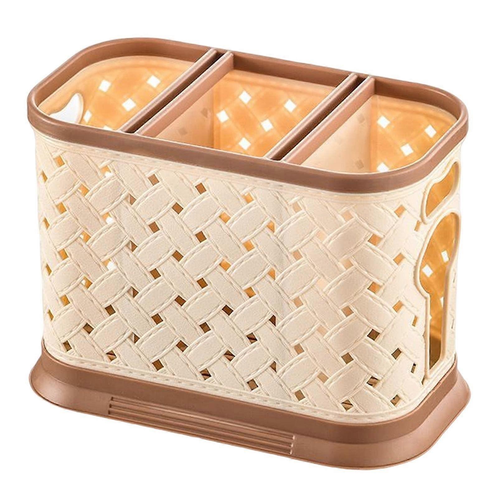 Utensil Caddy Tableware Storage Rack for Chopsticks, Draining Rack, and Pen Holder - 3 Compartment Organizer