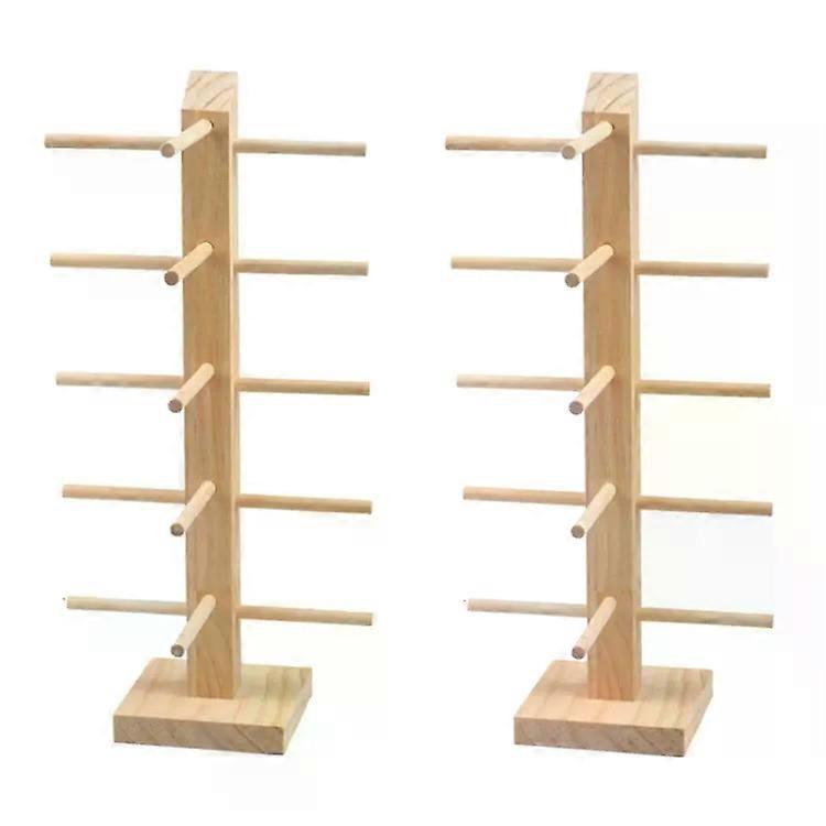 Log Glasses Display Rack-2 PCS Storage for 10 Pairs -