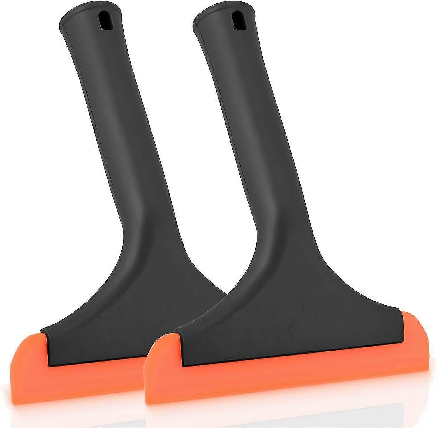 6 Inch Black and Orange Multi-Function Window Squeegee with Hanging Holes Set of 2