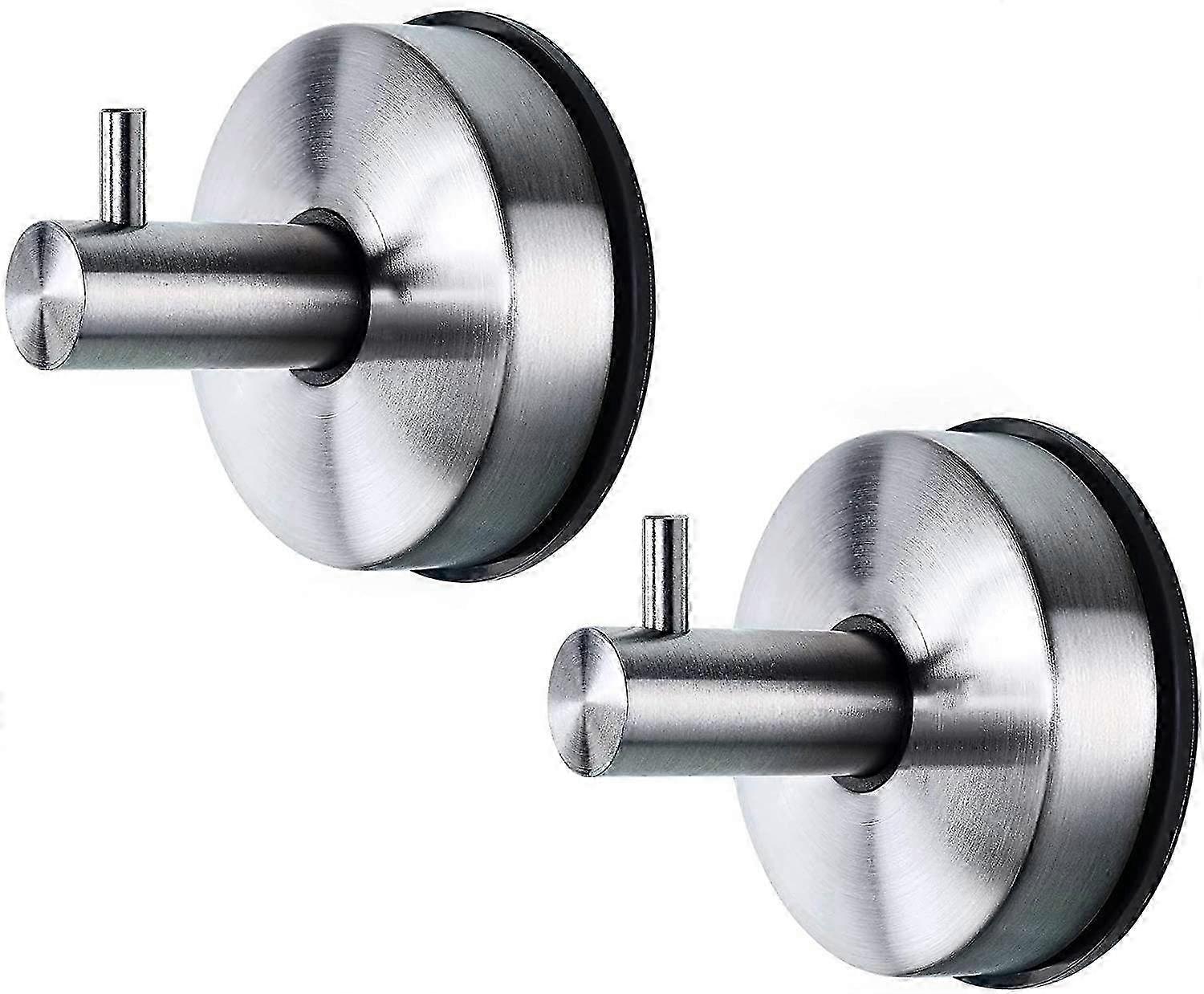 2 Pieces of Brushed Finish Suction Cup Hooks No Drill Required