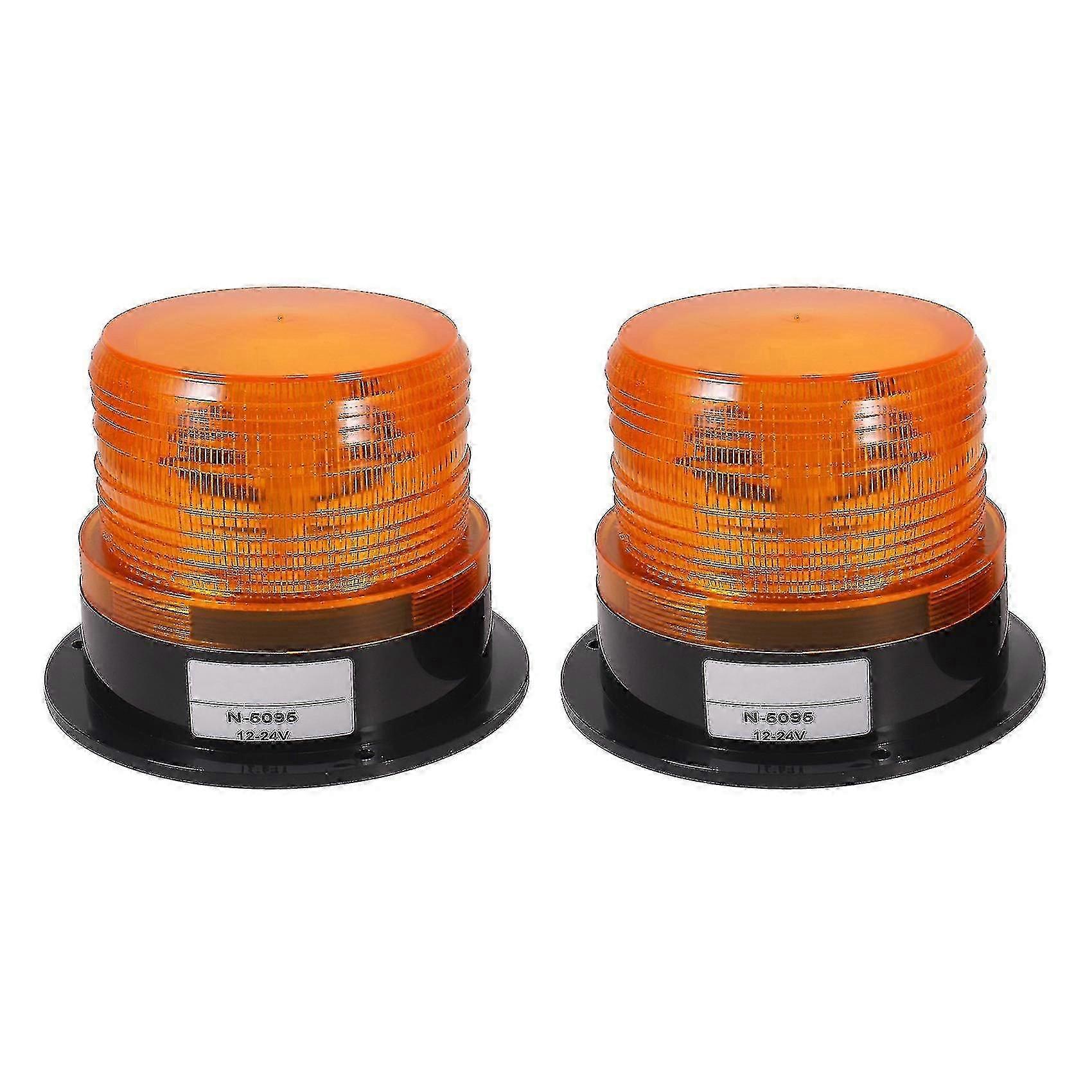 12v 24v Amber Led Beacon Strobe Emergency Flashing Warning Lamp for Trucks (2 Pack)