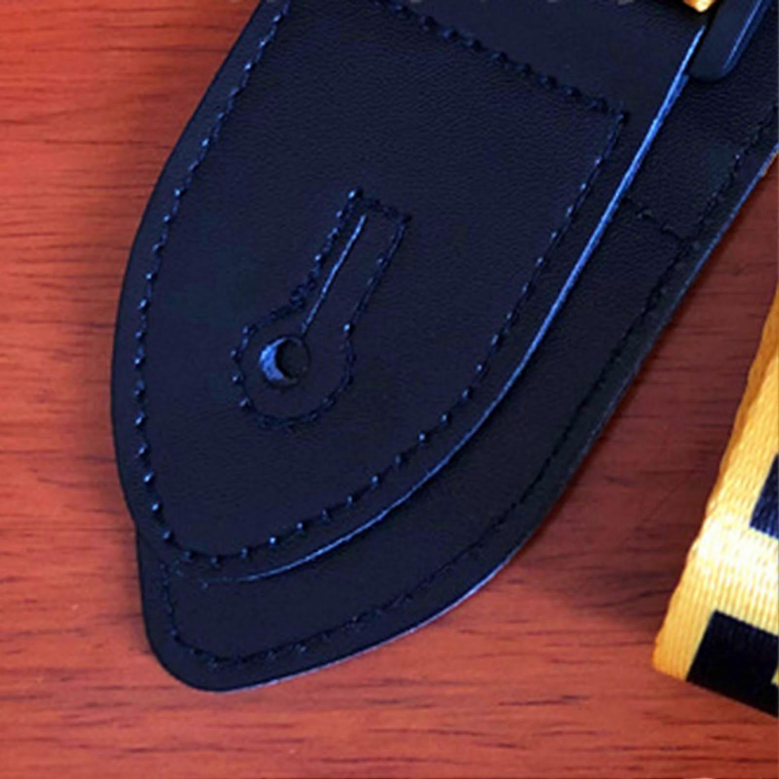 sangle de guitare ceinture universelle polyester cuir PU ukulélé guitares électriques motif de lettre jaune