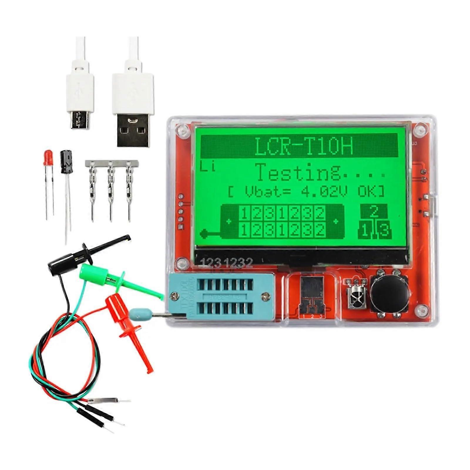 Transistor Tester LCR T10H Portable Meter with Graphic LCD Display, 3.7V NPN MOS Inductance and Diode Testing