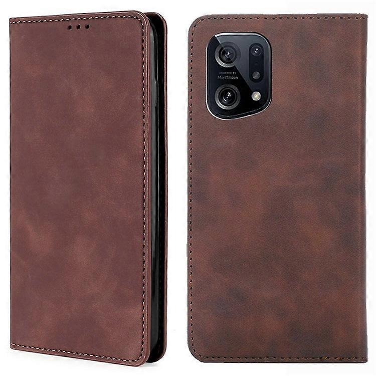 Soft Touch Anti-slip Case Compatible For Oppo Find X5 Magnetic Closure Folio Flip Cover Scratch Resistant PU Leather Protective Ca