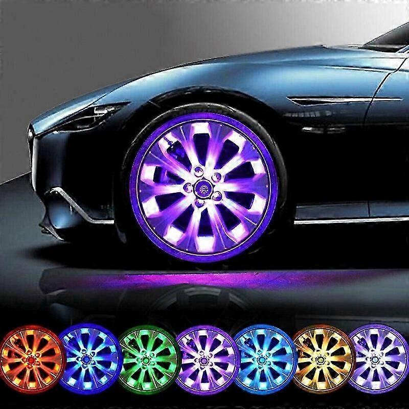 1/2/4pcs Led Light Solar Energy Flash Car Wheel Light Hub Bulb Tire Tyre Valve Cap Lamp