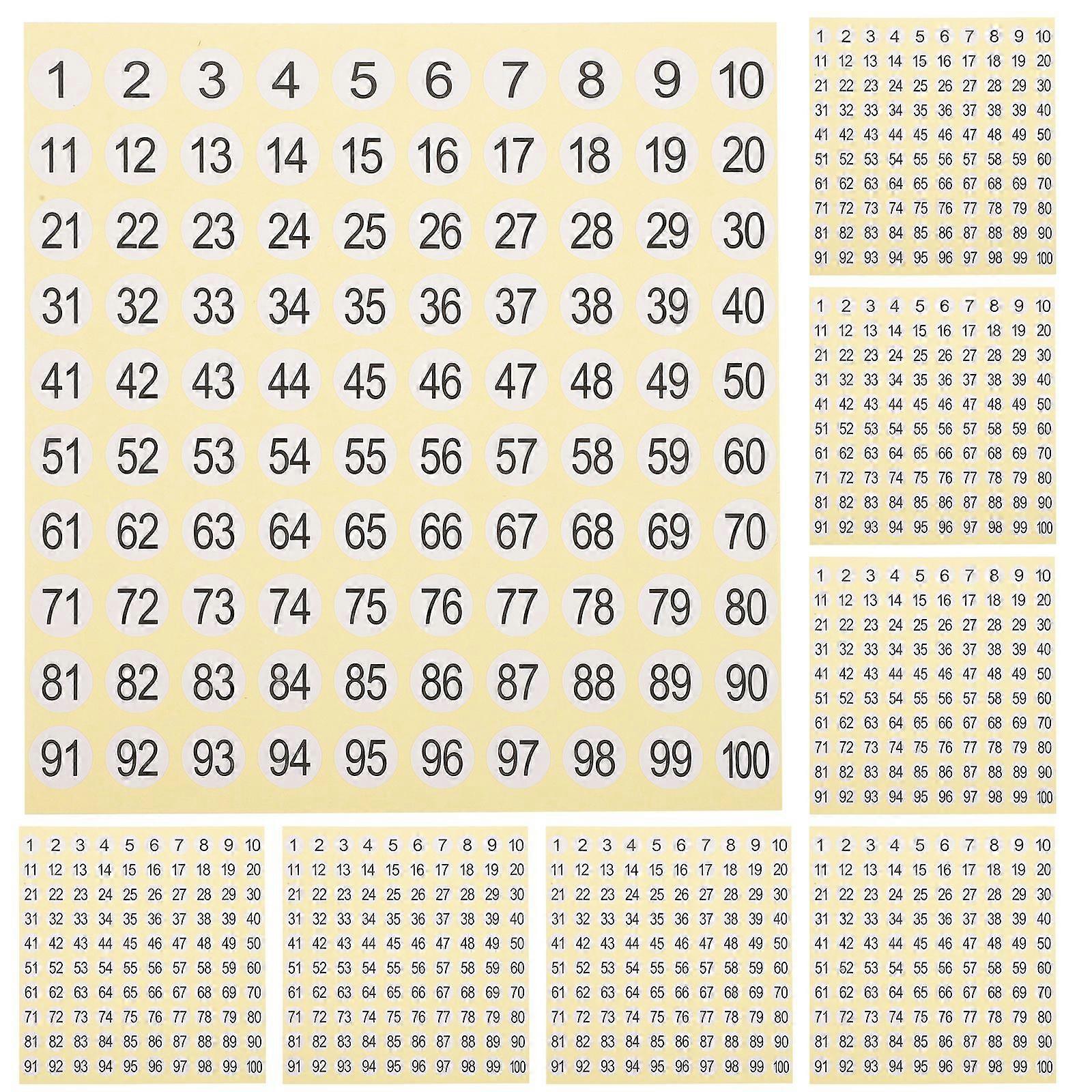 15 Sheets Small Number Stickers Round Number Sticker 1-100 Number Sticker Labels for Home