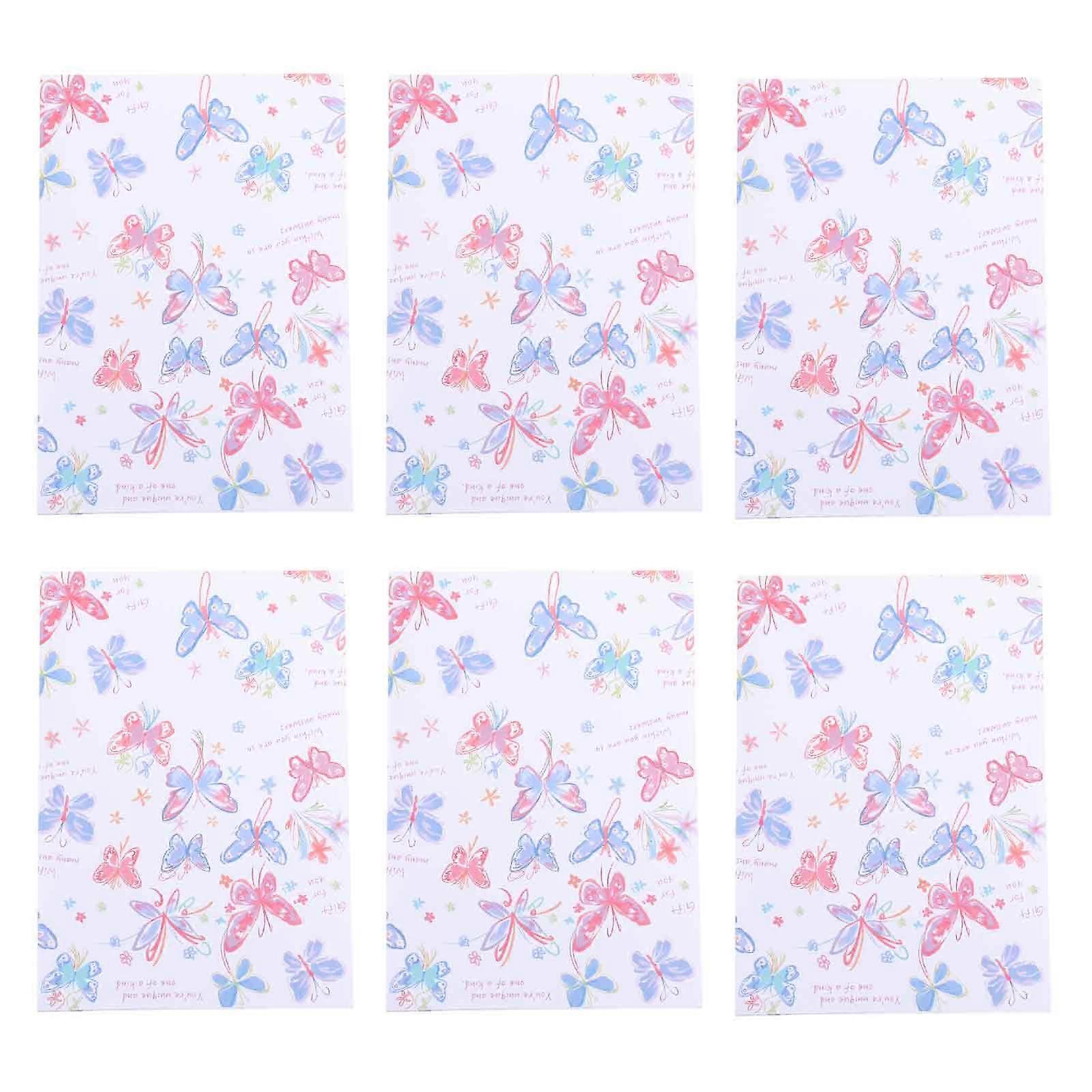 6 Sheets Butterfly Wrapping Paper, Flower Packing Paper, Butterfly Wrapping Paper, Wrapping Paper Roll for Valentine's Day, Birthday Party, Baby