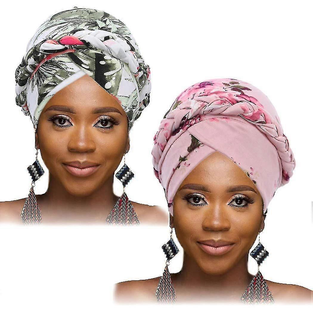 Cap de turban african Wrap roz model cap eșarfă Soft Flower Print