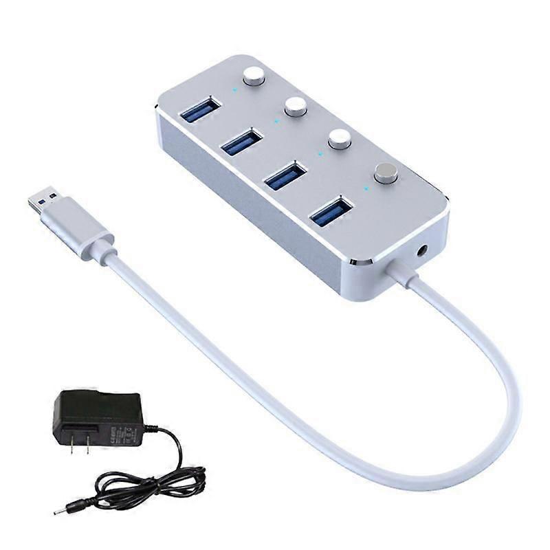 USB 3.0 Power Adapter 4 Ports Aluminum Alloy Splitter Hub USB Hub 3.0 USB Multi Extender Switch 1.2M Cable Hub US Plug B