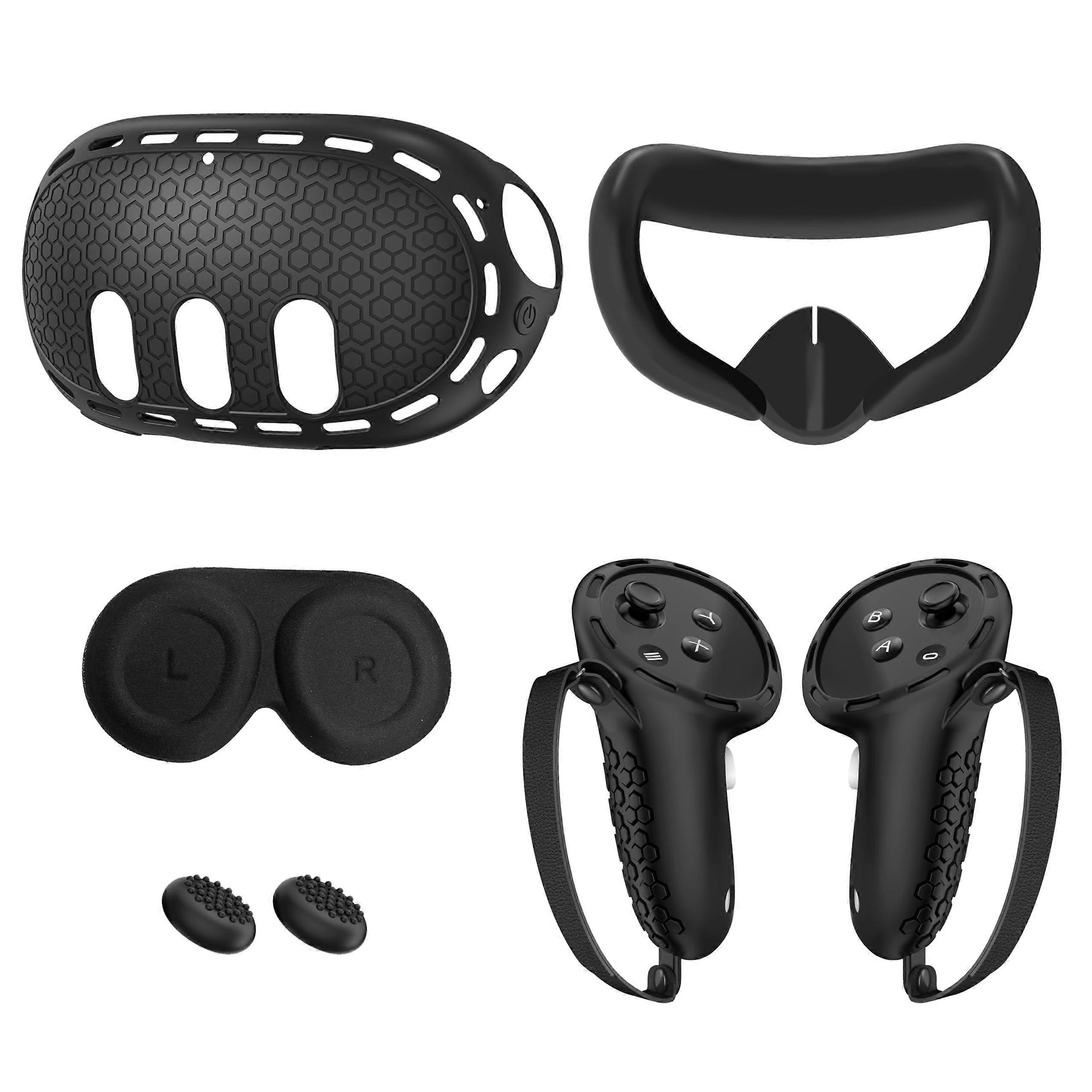 Silicone Cover Set for Oculus Meta Quest 3 VR Accessories, Protective Face Cover, Touch Controller Grips, Black