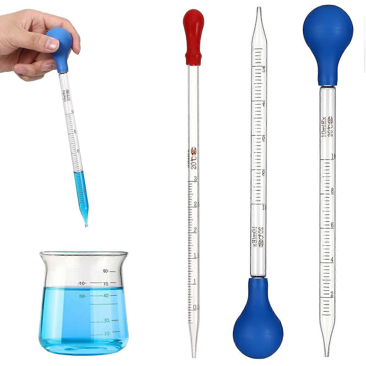 Haute qualité tout neuf 3Pcs Pipettes en verre compte-gouttes, 10ml Liquide Gradué