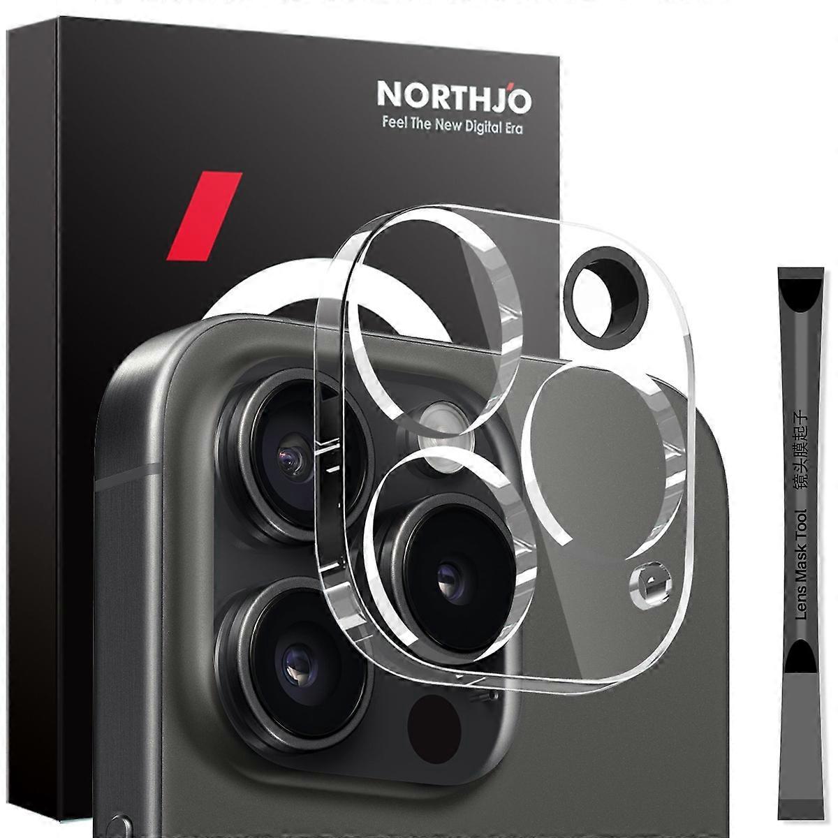 NORTHJO For iPhone 15 Pro/15 Pro Max Clear Camera Lens Protector Tempered Glass 3D Full Coverage