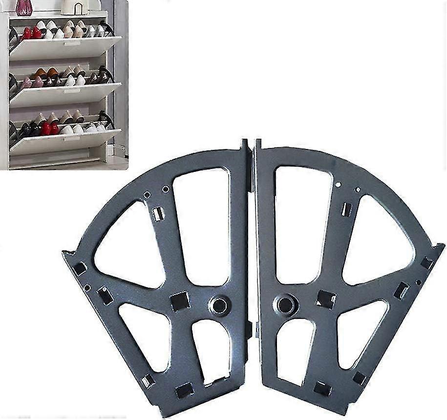 2 Pack Stainless Steel Shoe Cabinet Hinges with Drop Down Frame and Shoe Storage Shelf - Black