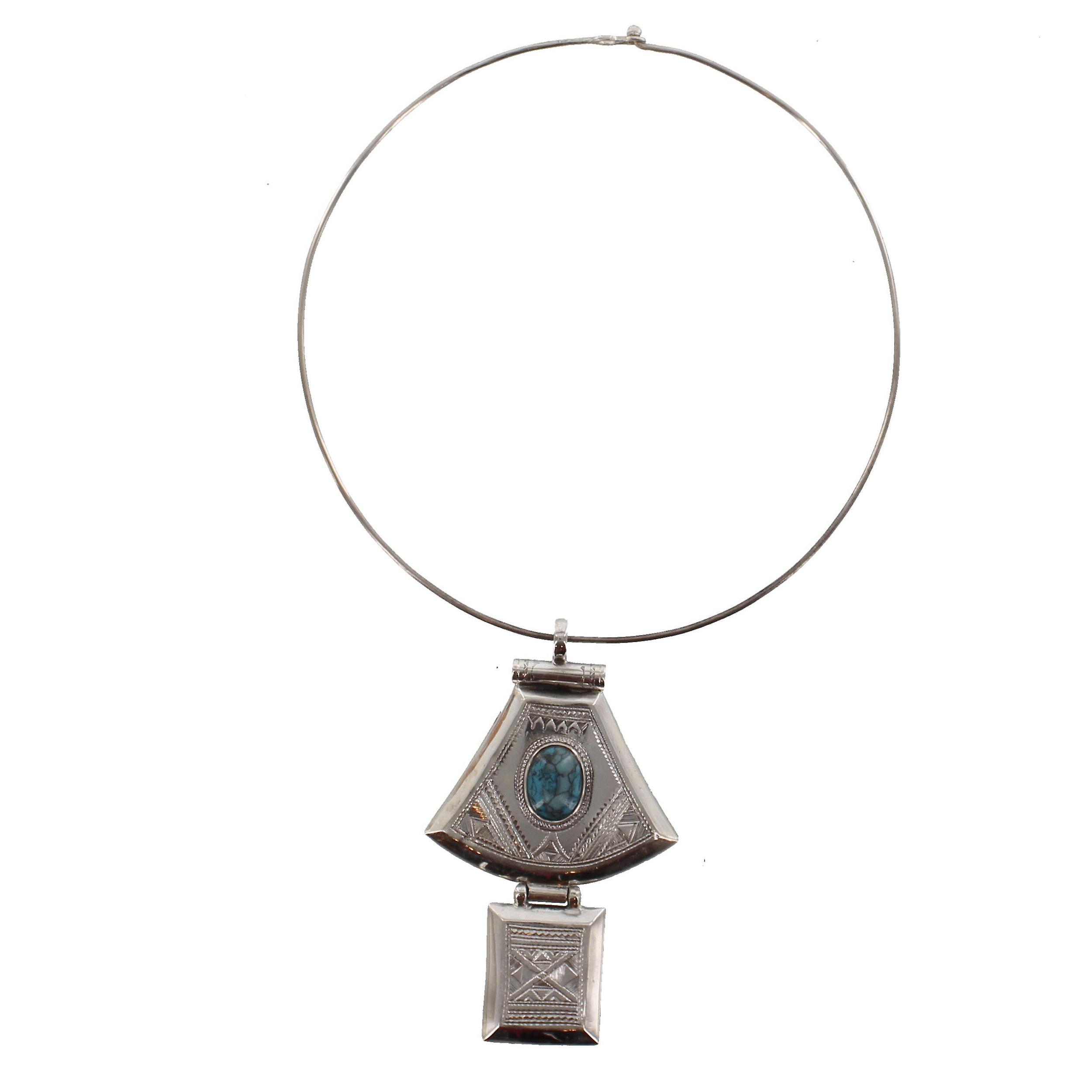AGHILAS||Semi-Precious Turquoise Stone & Silver Pendant