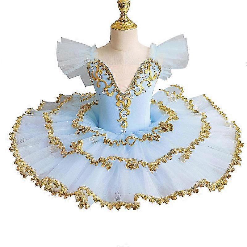 Robe de danse classique avec manches à volants brodées et justaucorps à jupe tutu