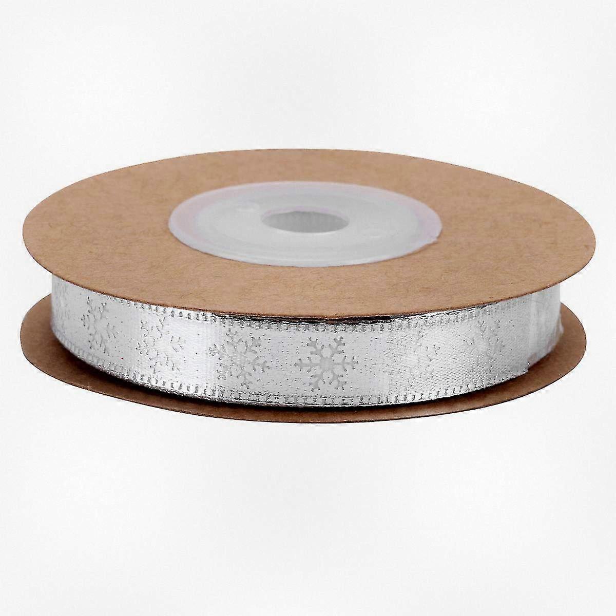 10m Silver Snowflake Design Christmas Fabric Ribbon for DIY Craft Projects