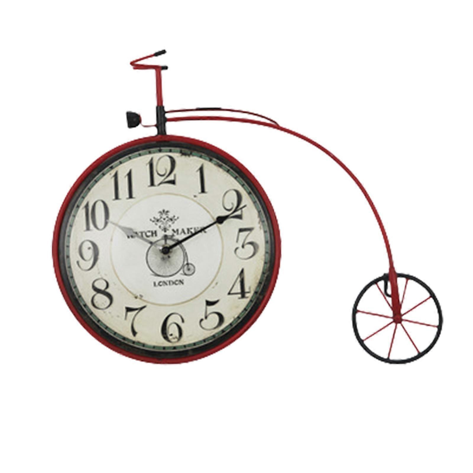 Nostalgic Iron Bicycles Shape Vintage Wall Clock with Quiet Mechanism Battery Operated Decorative Clock for Home Office